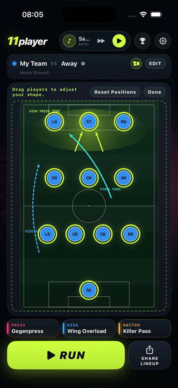 Build your team on the tactical board
